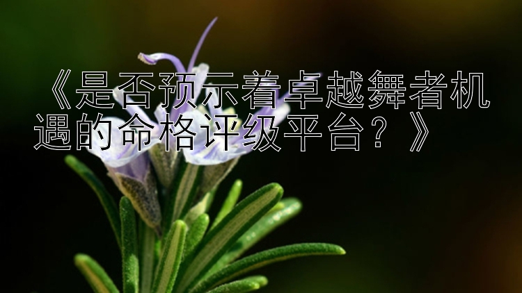 《是否预示着卓越舞者机遇的命格评级平台？》