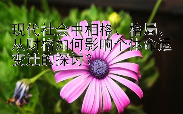 现代社会中相格、格局、从财格如何影响个体命运变迁的探讨？