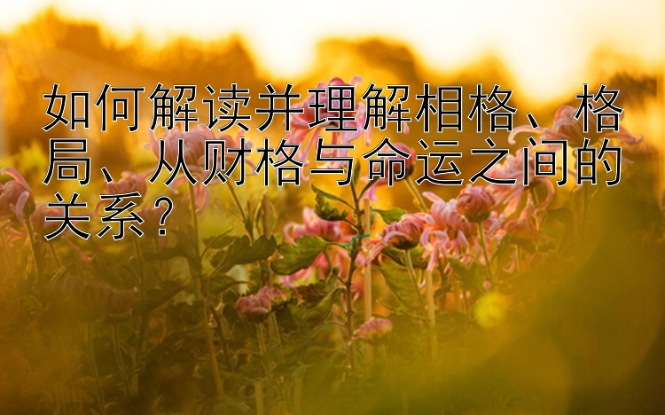 如何解读并理解相格、格局、从财格与命运之间的关系？