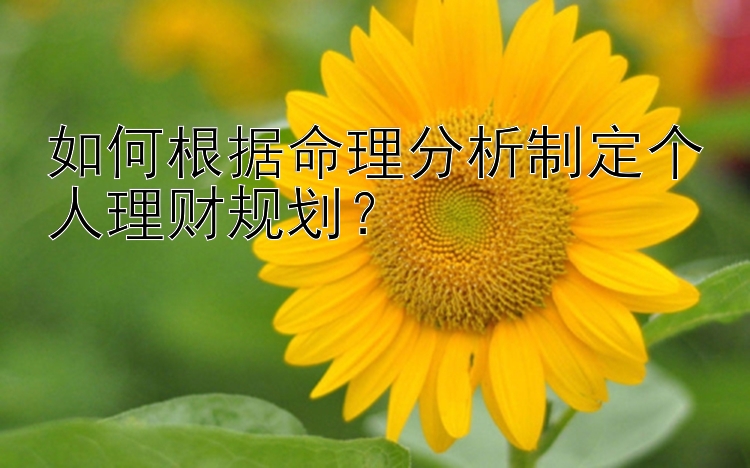 如何根据命理分析制定个人理财规划？