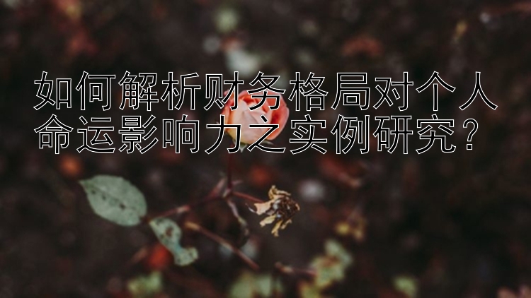 如何解析财务格局对个人命运影响力之实例研究？