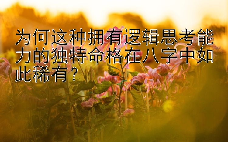 为何这种拥有逻辑思考能力的独特命格在八字中如此稀有？