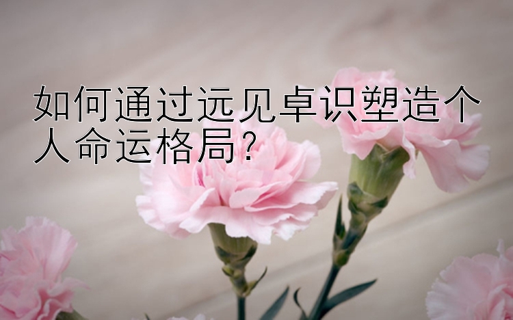 如何通过远见卓识塑造个人命运格局？