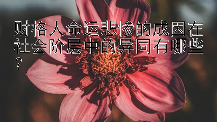 财格人命运悲惨的成因在社会阶层中的异同有哪些？