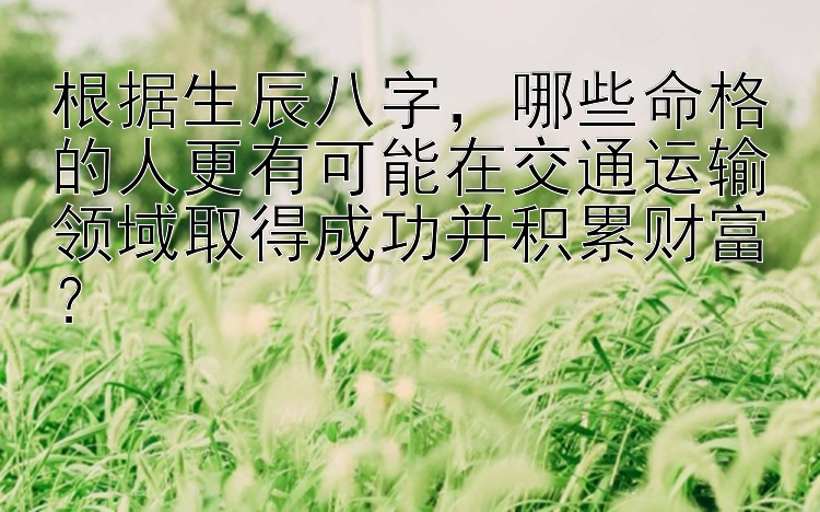 根据生辰八字，哪些命格的人更有可能在交通运输领域取得成功并积累财富？